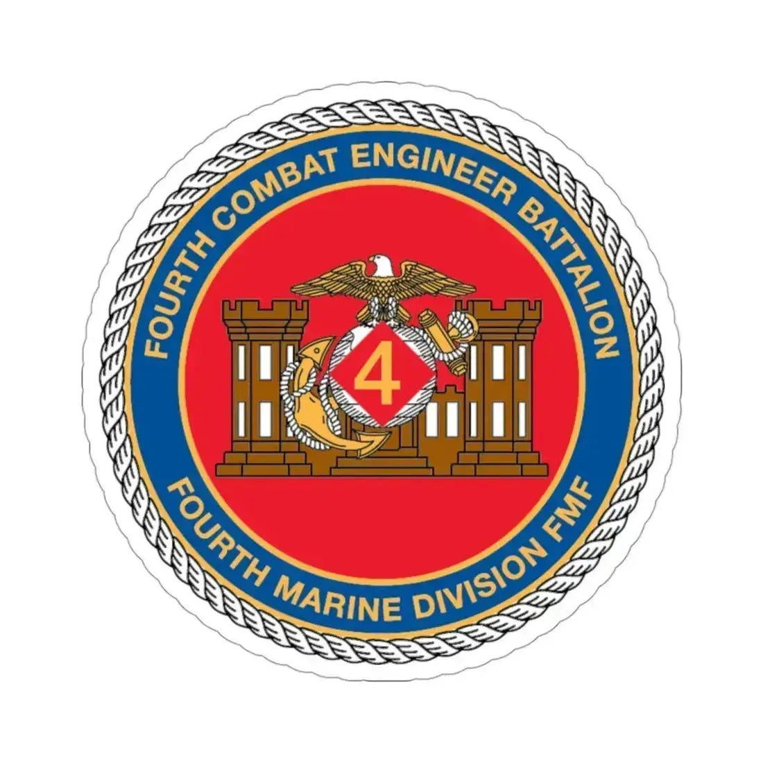 4th CE Bn 4th Mar Div (USMC) STICKER Vinyl Die-Cut Decal 3 Inch - The Sticker Space