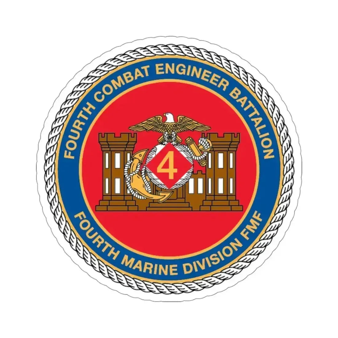 4th CE Bn 4th Mar Div (USMC) STICKER Vinyl Die-Cut Decal 4 Inch - The Sticker Space