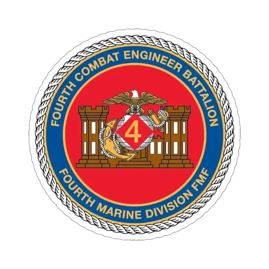 4th CE Bn 4th Mar Div (USMC) STICKER Vinyl Die-Cut Decal 5 Inch - The Sticker Space