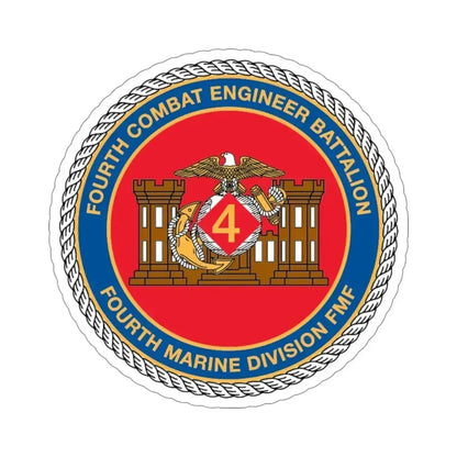 4th CE Bn 4th Mar Div (USMC) STICKER Vinyl Die-Cut Decal 5 Inch - The Sticker Space