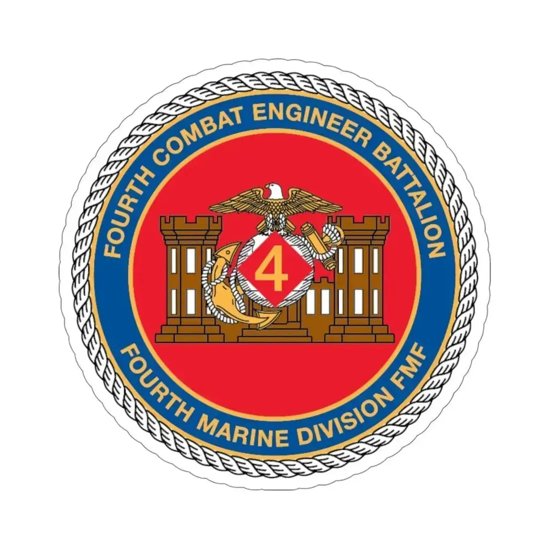 4th CE Bn 4th Mar Div (USMC) STICKER Vinyl Die-Cut Decal 5 Inch - The Sticker Space