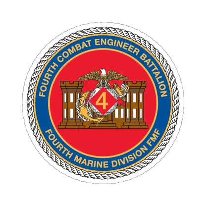 4th CE Bn 4th Mar Div (USMC) STICKER Vinyl Die-Cut Decal 5 Inch - The Sticker Space