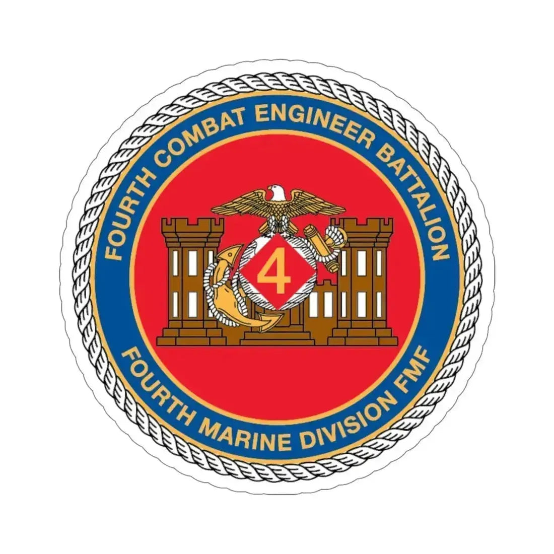4th CE Bn 4th Mar Div (USMC) STICKER Vinyl Die-Cut Decal 6 Inch - The Sticker Space