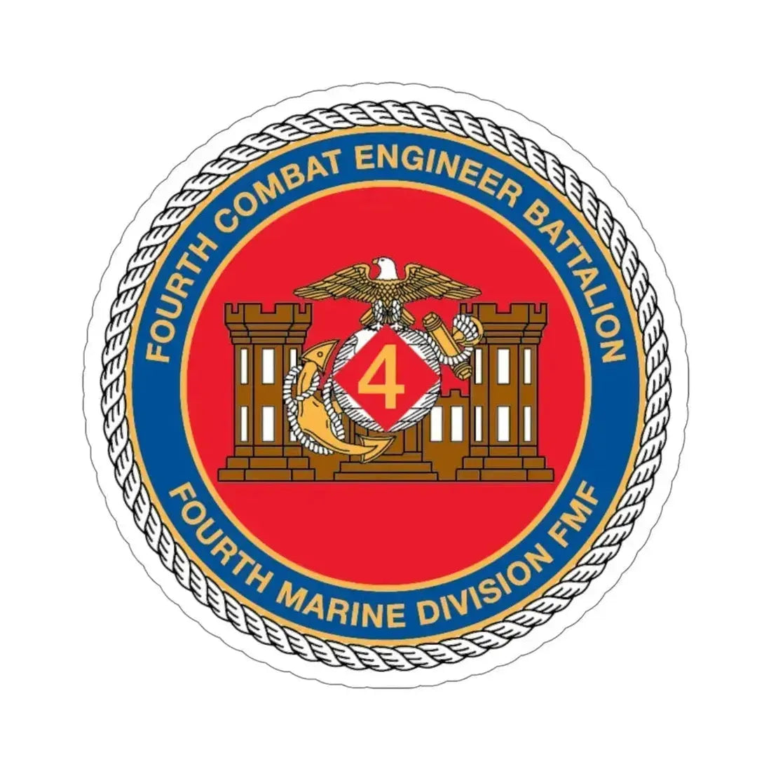 4th CE Bn 4th Mar Div (USMC) STICKER Vinyl Die-Cut Decal 6 Inch - The Sticker Space