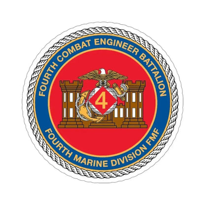 4th CE Bn 4th Mar Div (USMC) STICKER Vinyl Die-Cut Decal 6 Inch - The Sticker Space