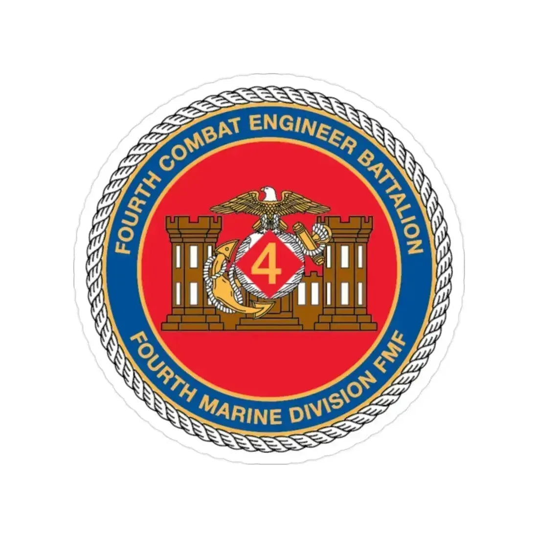 4th CE Bn 4th Mar Div (USMC) Transparent STICKER Die-Cut Vinyl Decal 2 Inch - The Sticker Space
