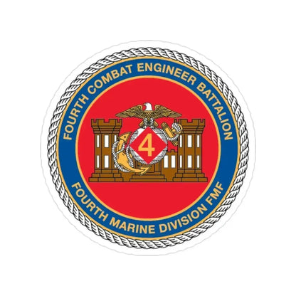 4th CE Bn 4th Mar Div (USMC) Transparent STICKER Die-Cut Vinyl Decal 2 Inch - The Sticker Space