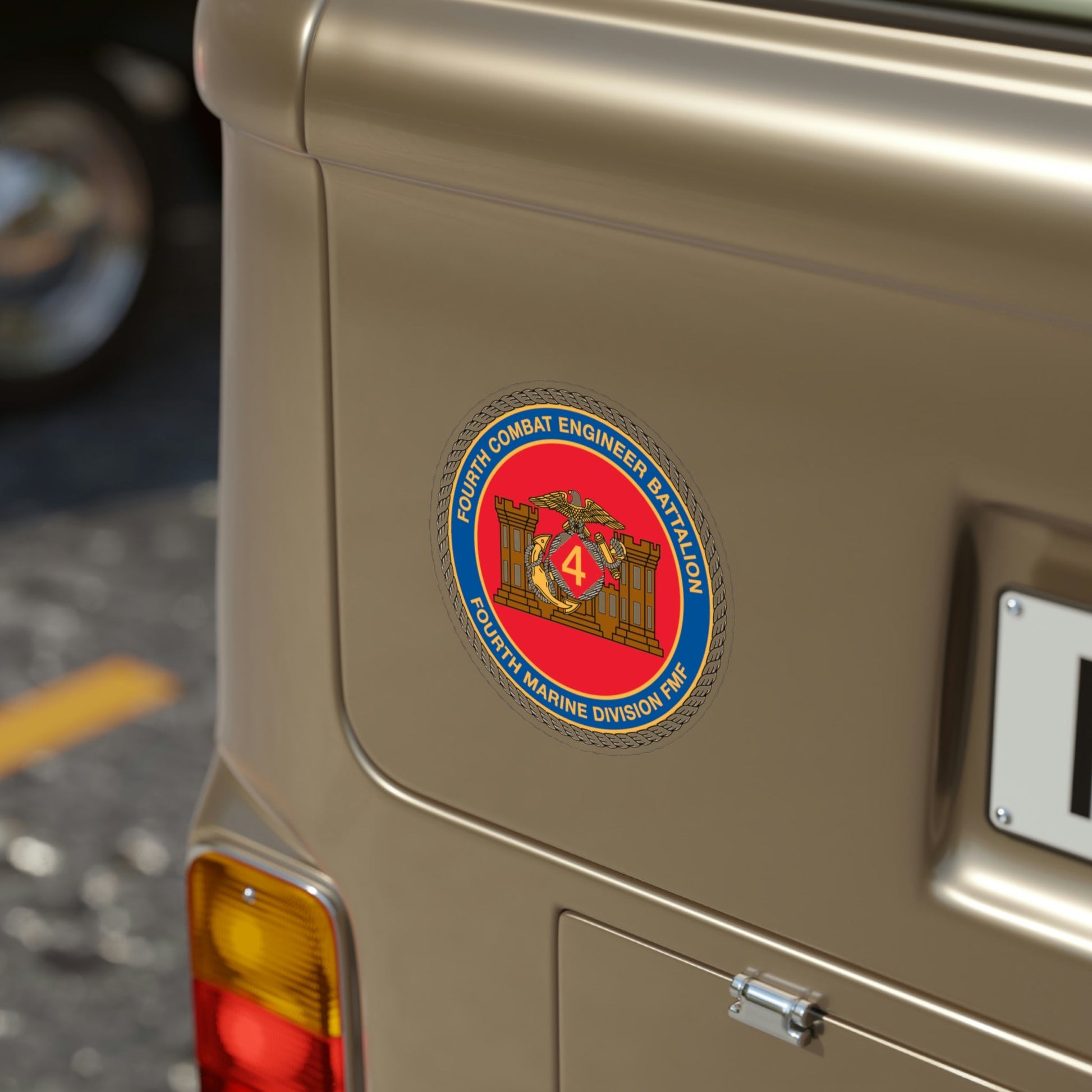 4th CE Bn 4th Mar Div (USMC) Transparent STICKER Die-Cut Vinyl Decal-The Sticker Space