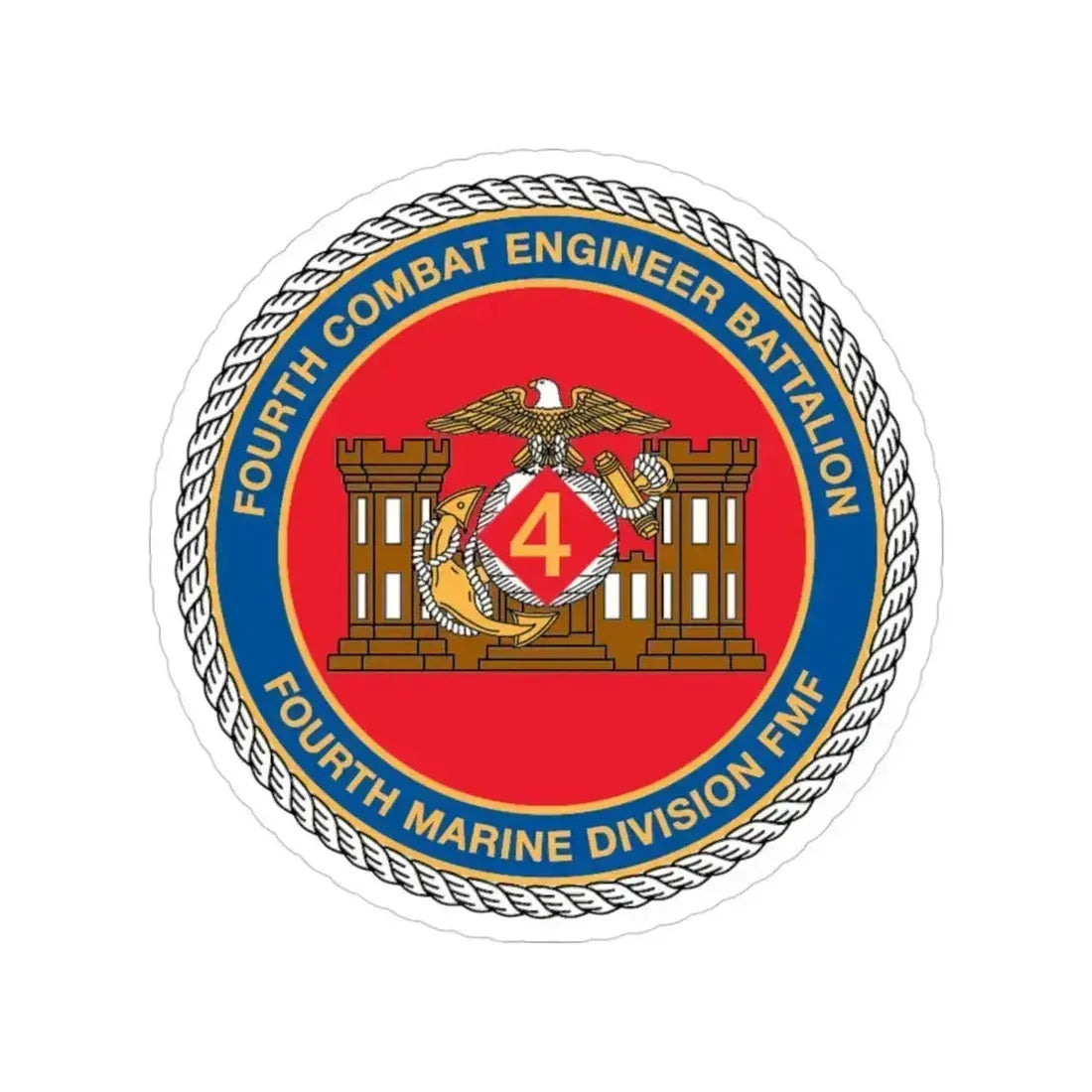 4th CE Bn 4th Mar Div (USMC) Transparent STICKER Die-Cut Vinyl Decal 3 Inch - The Sticker Space
