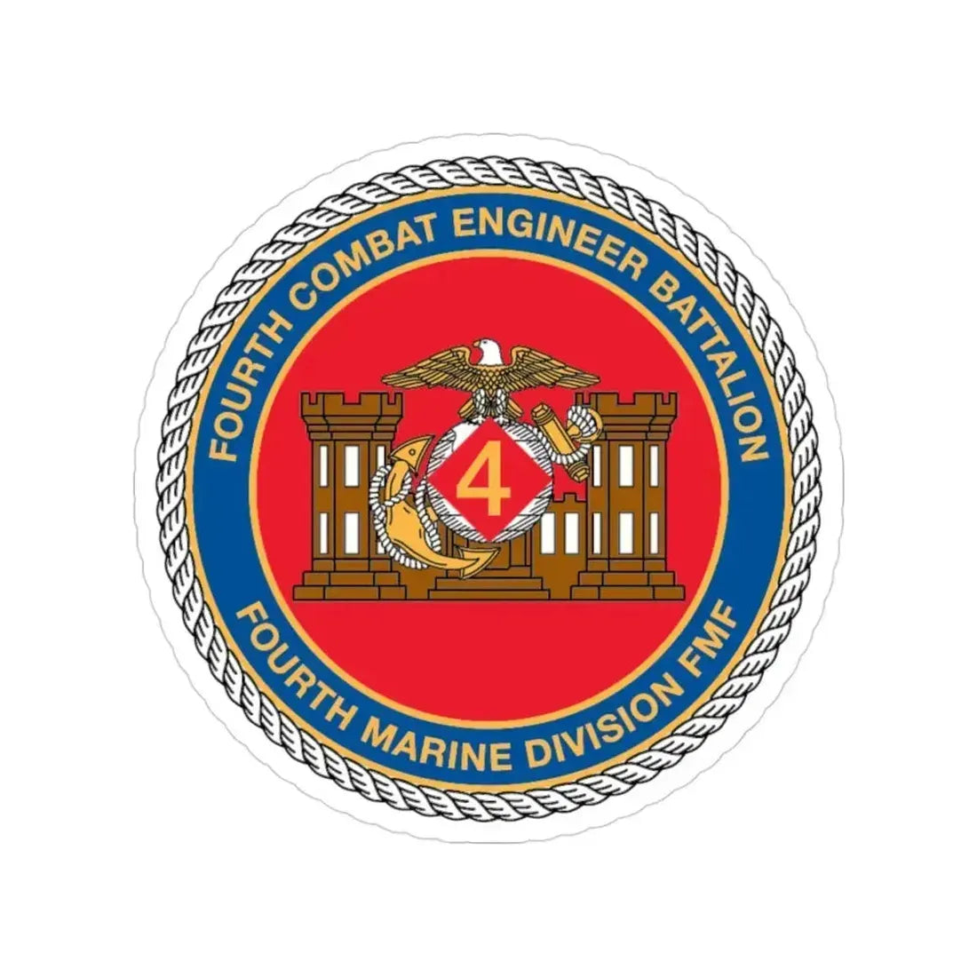 4th CE Bn 4th Mar Div (USMC) Transparent STICKER Die-Cut Vinyl Decal 3 Inch - The Sticker Space