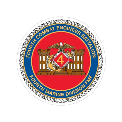 4th CE Bn 4th Mar Div (USMC) Transparent STICKER Die-Cut Vinyl Decal 4 Inch - The Sticker Space