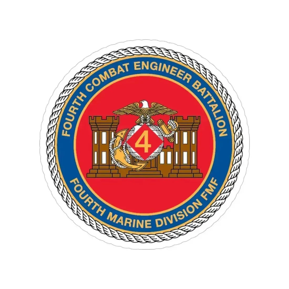 4th CE Bn 4th Mar Div (USMC) Transparent STICKER Die-Cut Vinyl Decal 5 Inch - The Sticker Space