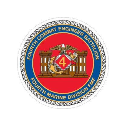 4th CE Bn 4th Mar Div (USMC) Transparent STICKER Die-Cut Vinyl Decal 5 Inch - The Sticker Space