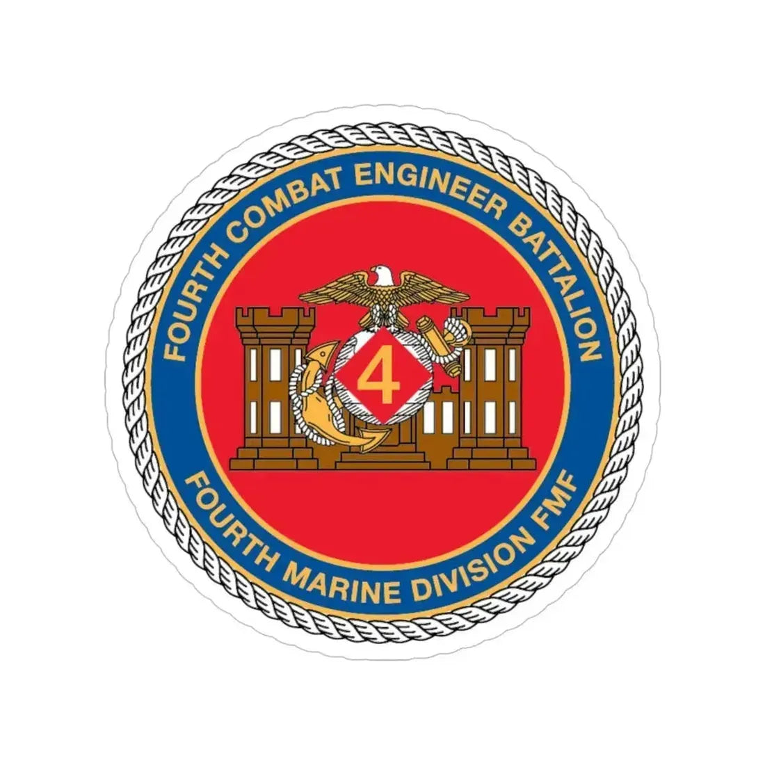 4th CE Bn 4th Mar Div (USMC) Transparent STICKER Die-Cut Vinyl Decal 5 Inch - The Sticker Space