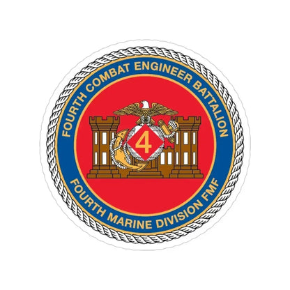 4th CE Bn 4th Mar Div (USMC) Transparent STICKER Die-Cut Vinyl Decal 5 Inch - The Sticker Space