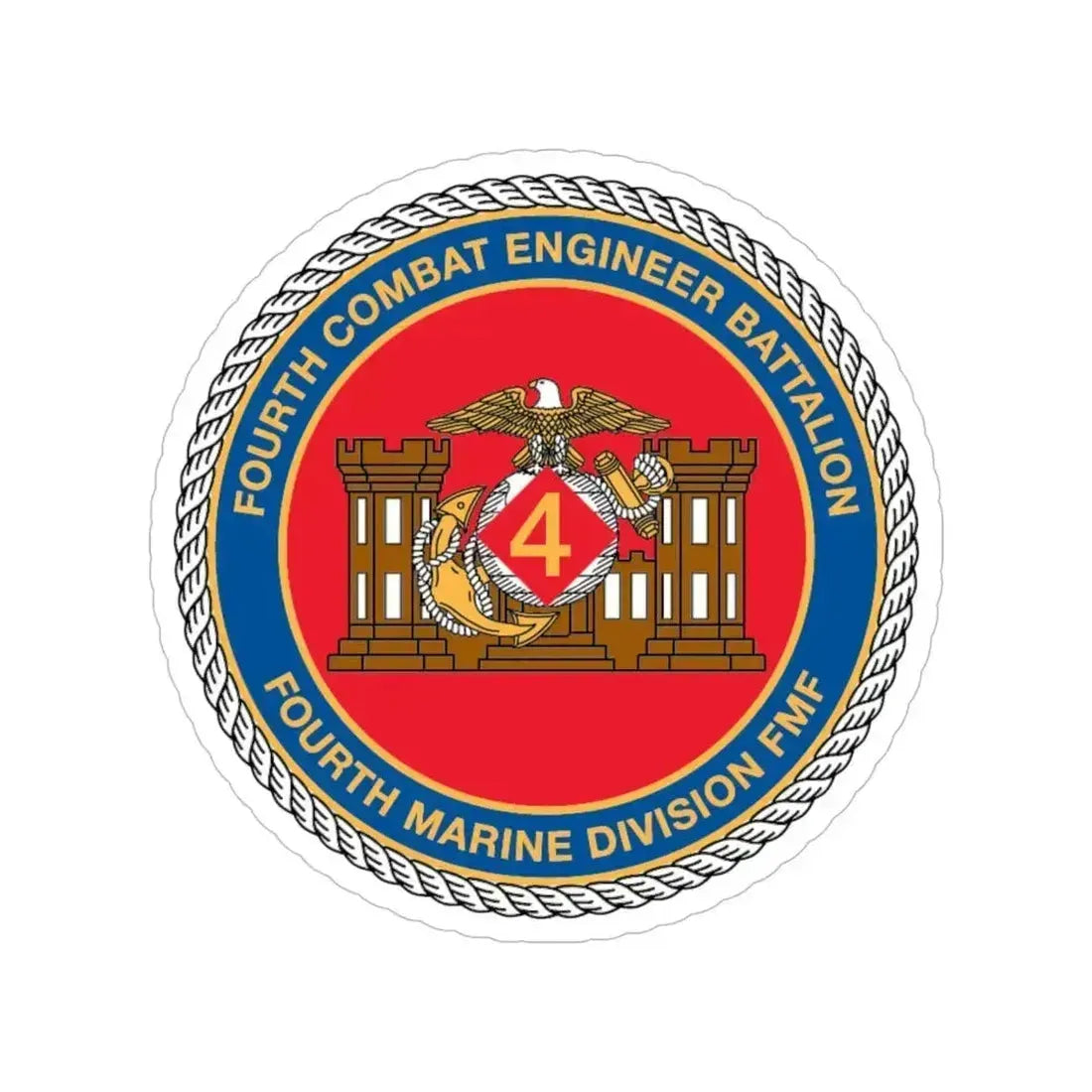 4th CE Bn 4th Mar Div (USMC) Transparent STICKER Die-Cut Vinyl Decal 6 Inch - The Sticker Space