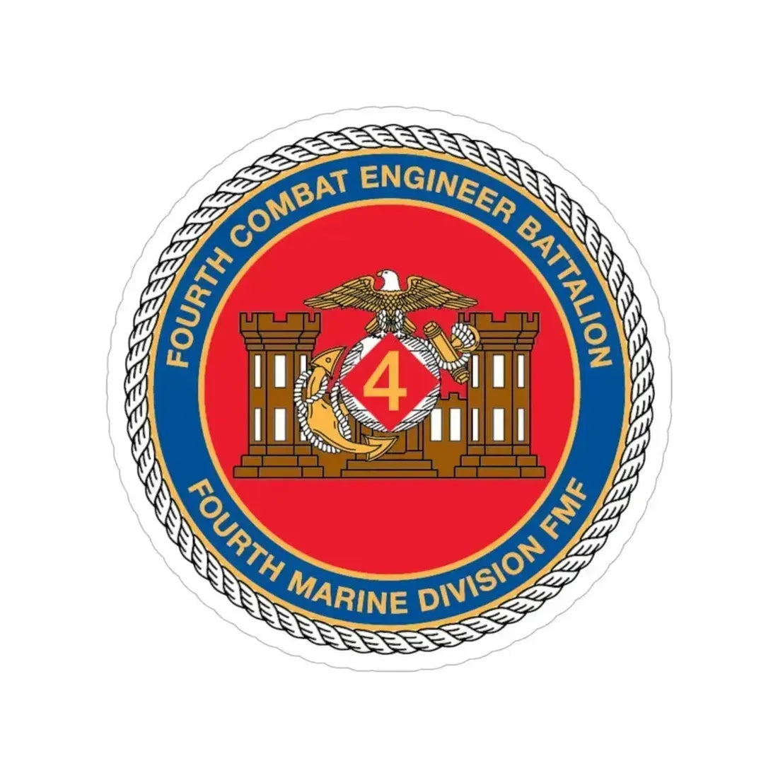4th CE Bn 4th Mar Div (USMC) Transparent STICKER Die-Cut Vinyl Decal 6 Inch - The Sticker Space