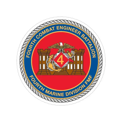 4th CE Bn 4th Mar Div (USMC) Transparent STICKER Die-Cut Vinyl Decal - The Sticker Space