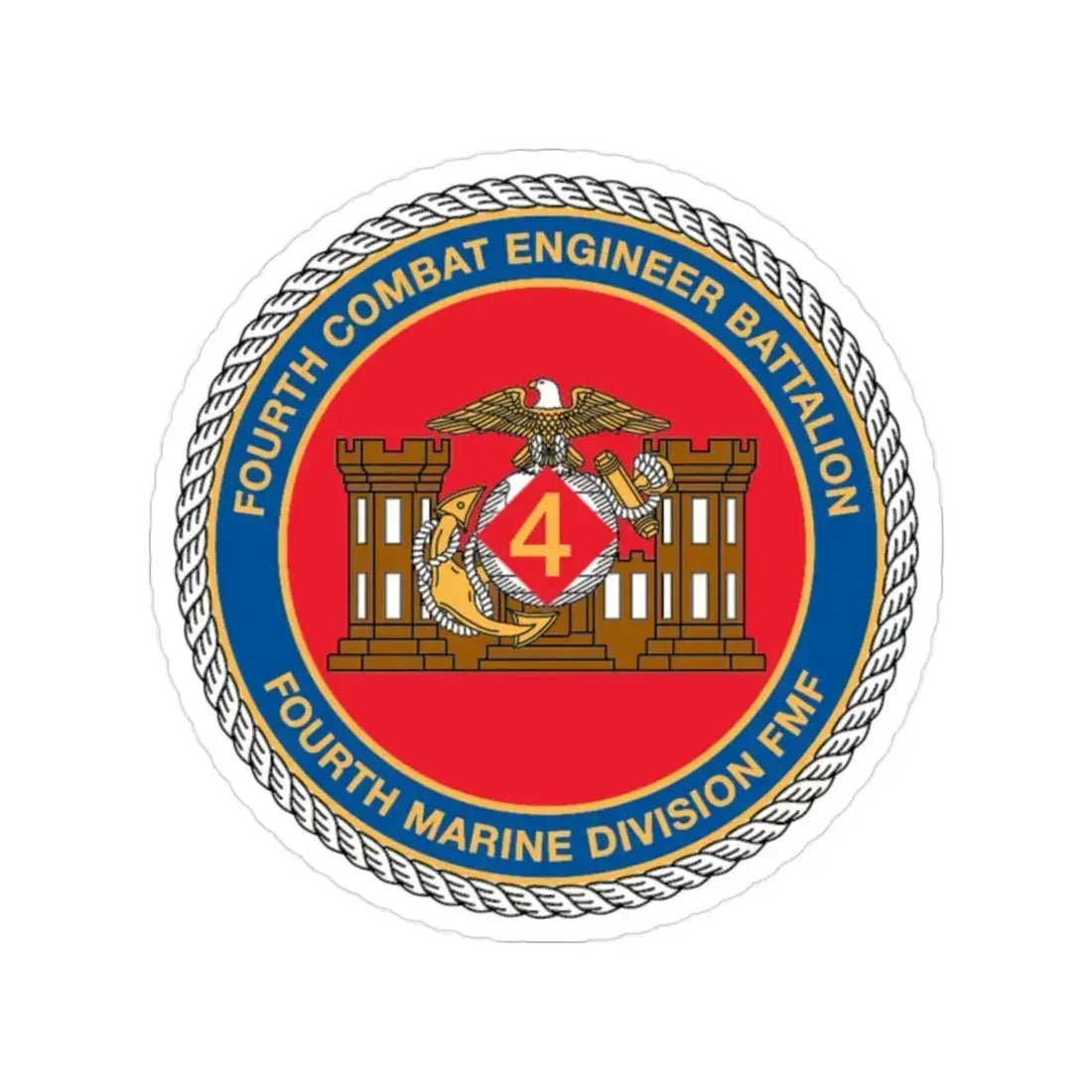 4th CE Bn 4th Mar Div (USMC) Transparent STICKER Die-Cut Vinyl Decal - The Sticker Space