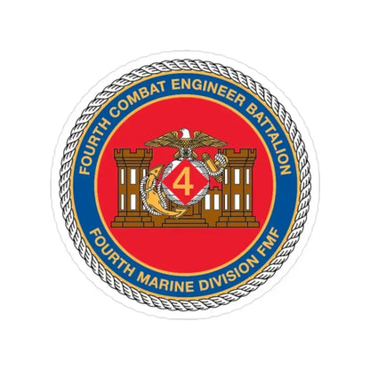 4th CE Bn 4th Mar Div (USMC) Transparent STICKER Die-Cut Vinyl Decal - The Sticker Space