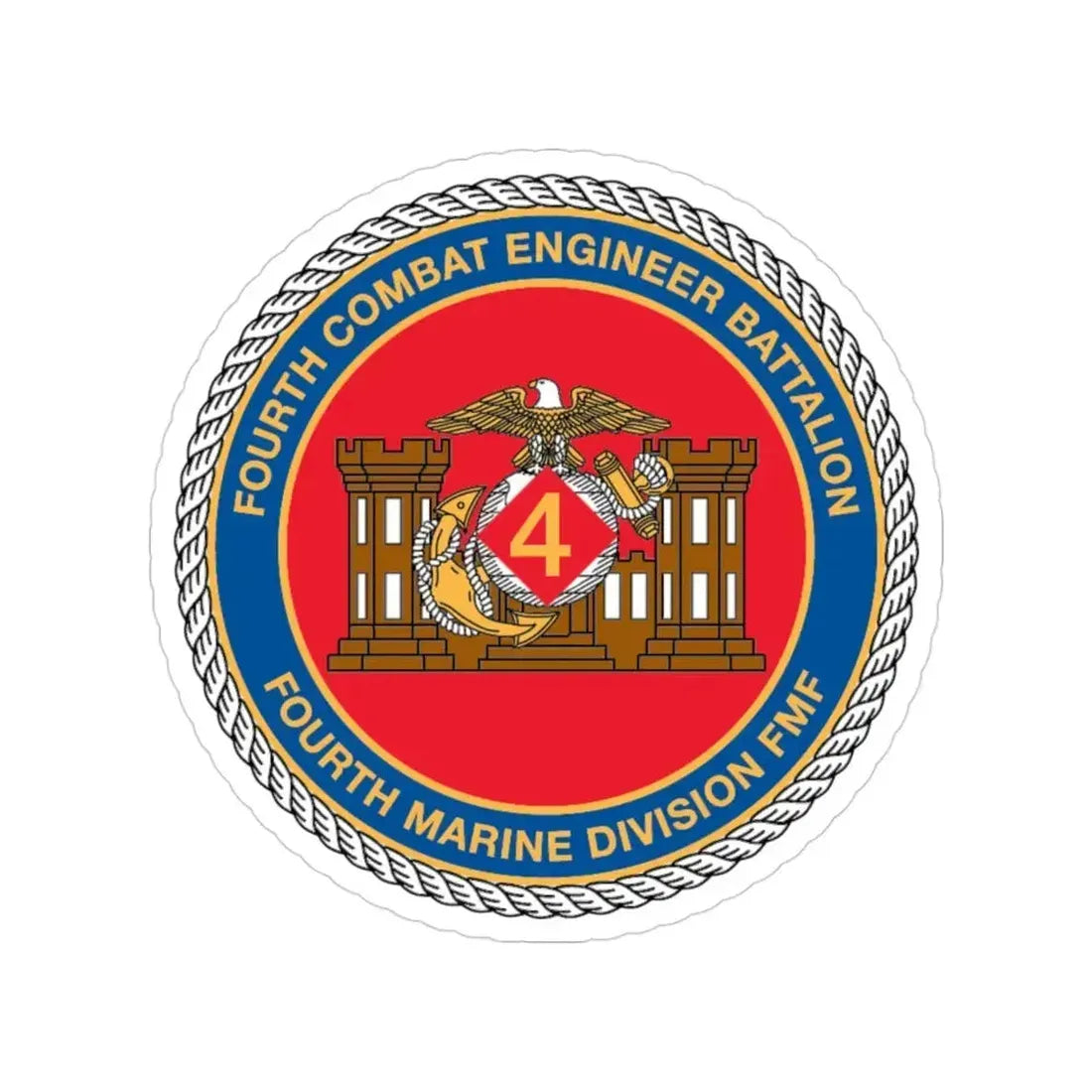 4th CE Bn 4th Mar Div (USMC) Transparent STICKER Die-Cut Vinyl Decal - The Sticker Space