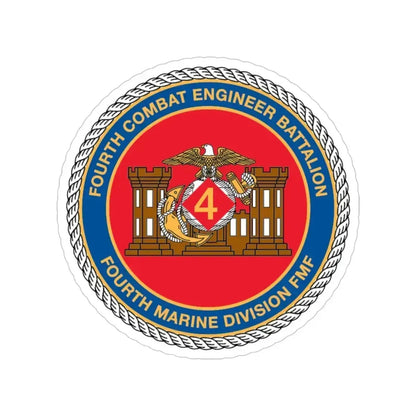 4th CE Bn 4th Mar Div (USMC) Transparent STICKER Die-Cut Vinyl Decal - The Sticker Space