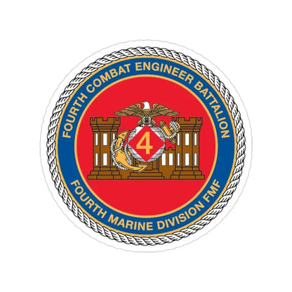 4th CE Bn 4th Mar Div (USMC) Transparent STICKER Die-Cut Vinyl Decal - The Sticker Space