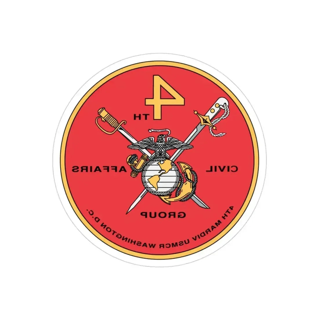 4th Civil Affairs Group (USMC) REVERSE PRINT Transparent Die-Cut STICKER 3 Inch Die-Cut Transparent - The Sticker Space