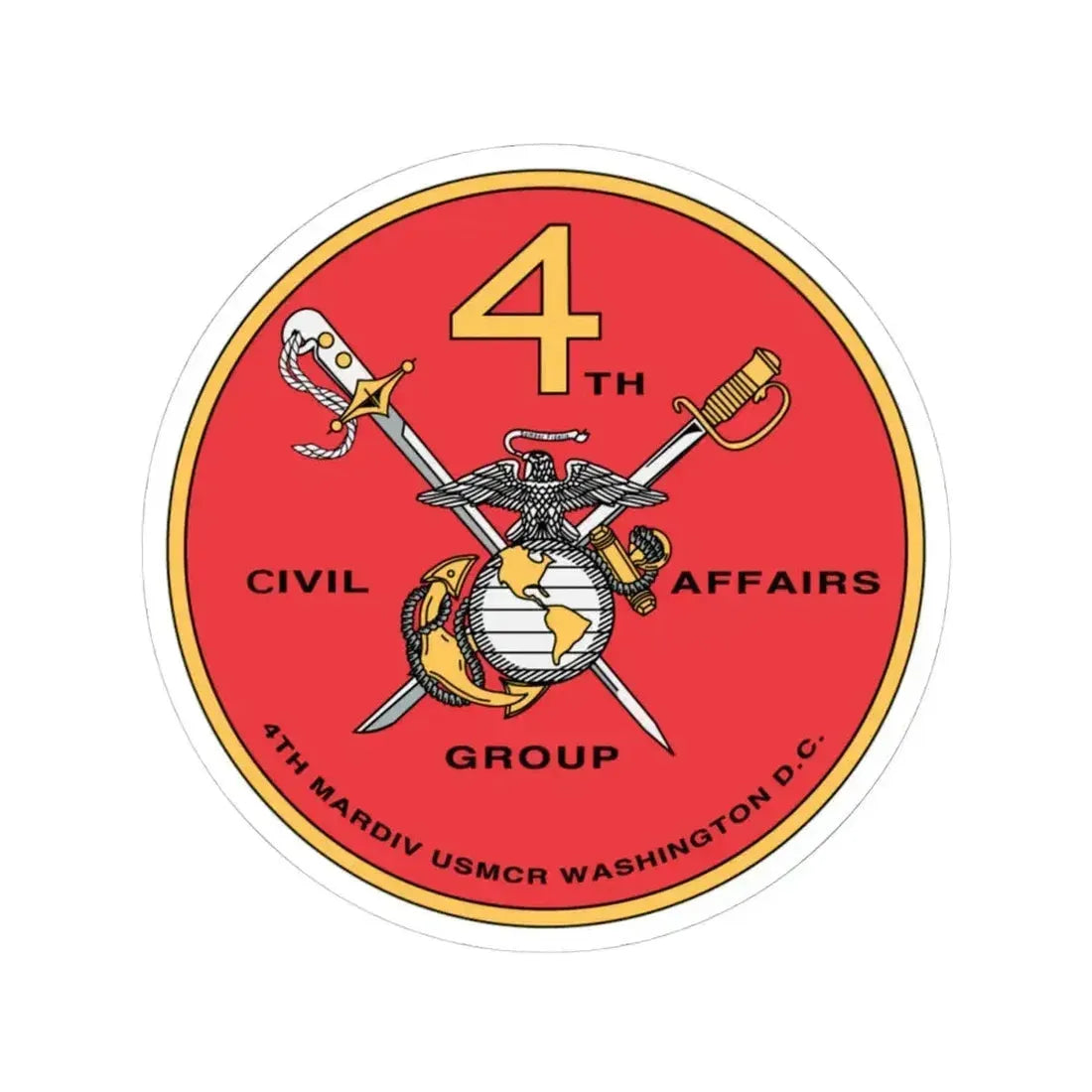 4th Civil Affairs Group (USMC) STICKER Vinyl Kiss-Cut Decal 4 Inch White - The Sticker Space