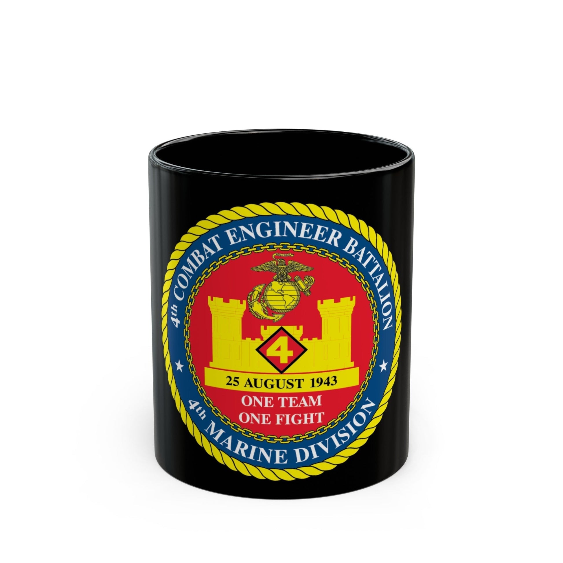 4th Cmbt Eng Bn (USMC) Black Coffee Mug-11oz-The Sticker Space