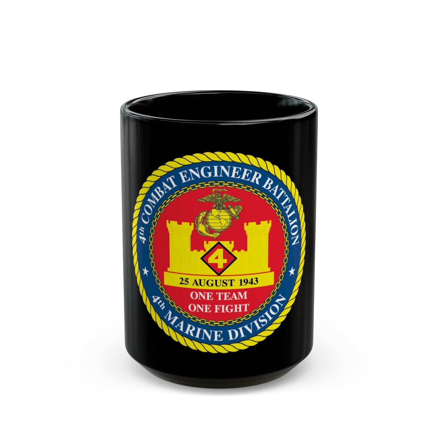 4th Cmbt Eng Bn (USMC) Black Coffee Mug-15oz-The Sticker Space