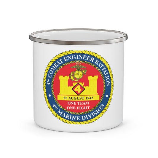 4th Cmbt Eng Bn (USMC) Enamel Mug-12oz-The Sticker Space