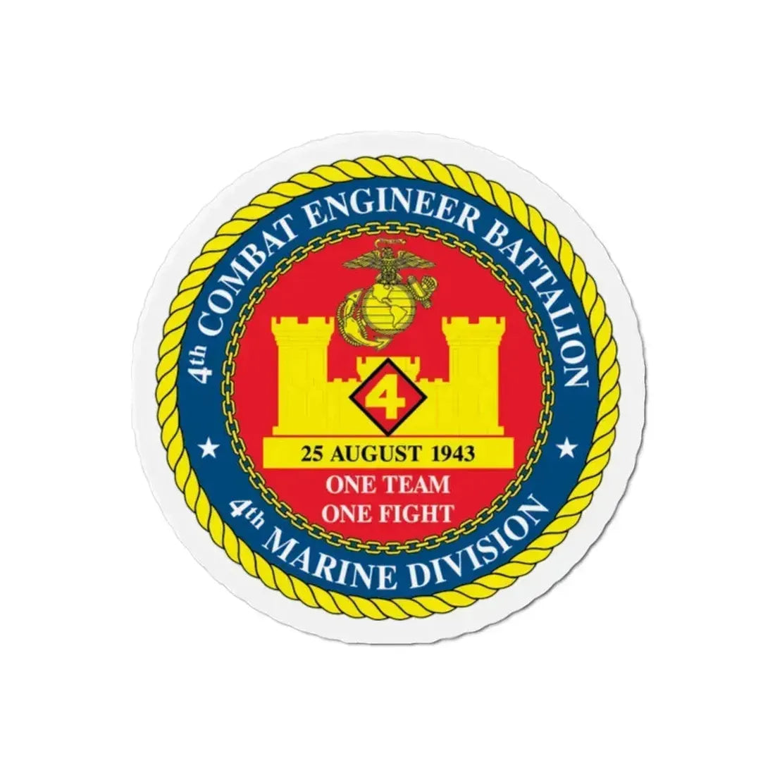 4th Cmbt Eng Bn (USMC) Refrigerator Magnet 2 Inch - The Sticker Space