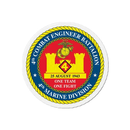 4th Cmbt Eng Bn (USMC) Refrigerator Magnet 2 Inch - The Sticker Space