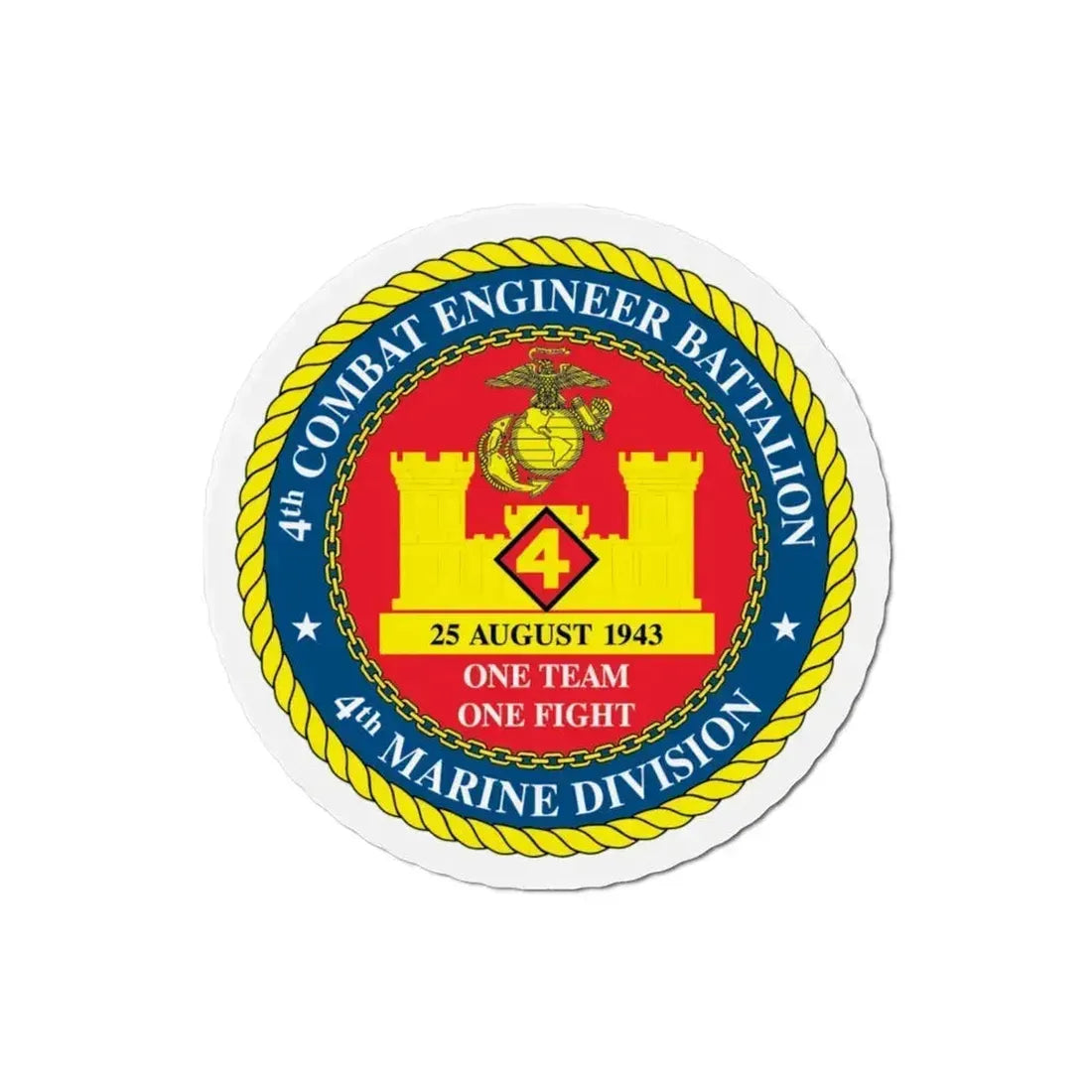 4th Cmbt Eng Bn (USMC) Refrigerator Magnet 3 Inch - The Sticker Space