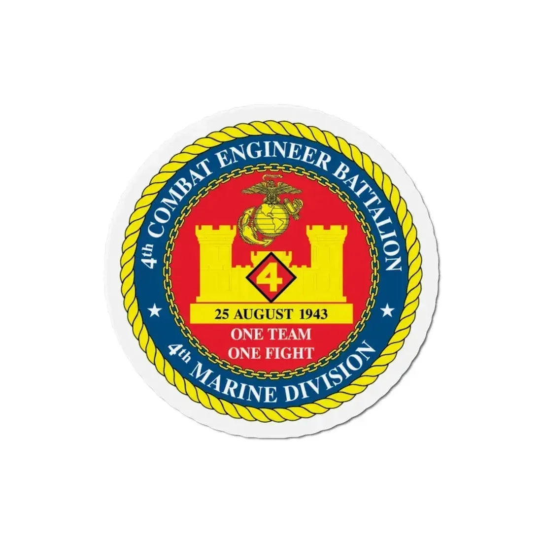 4th Cmbt Eng Bn (USMC) Refrigerator Magnet 4 Inch - The Sticker Space