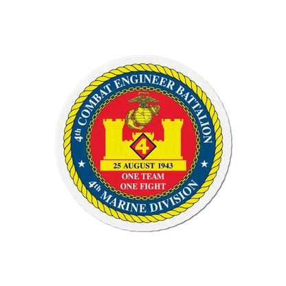 4th Cmbt Eng Bn (USMC) Refrigerator Magnet 4 Inch - The Sticker Space