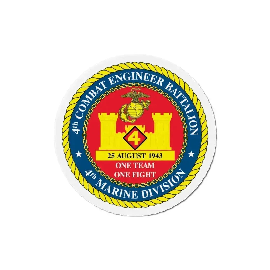 4th Cmbt Eng Bn (USMC) Refrigerator Magnet 6 Inch - The Sticker Space