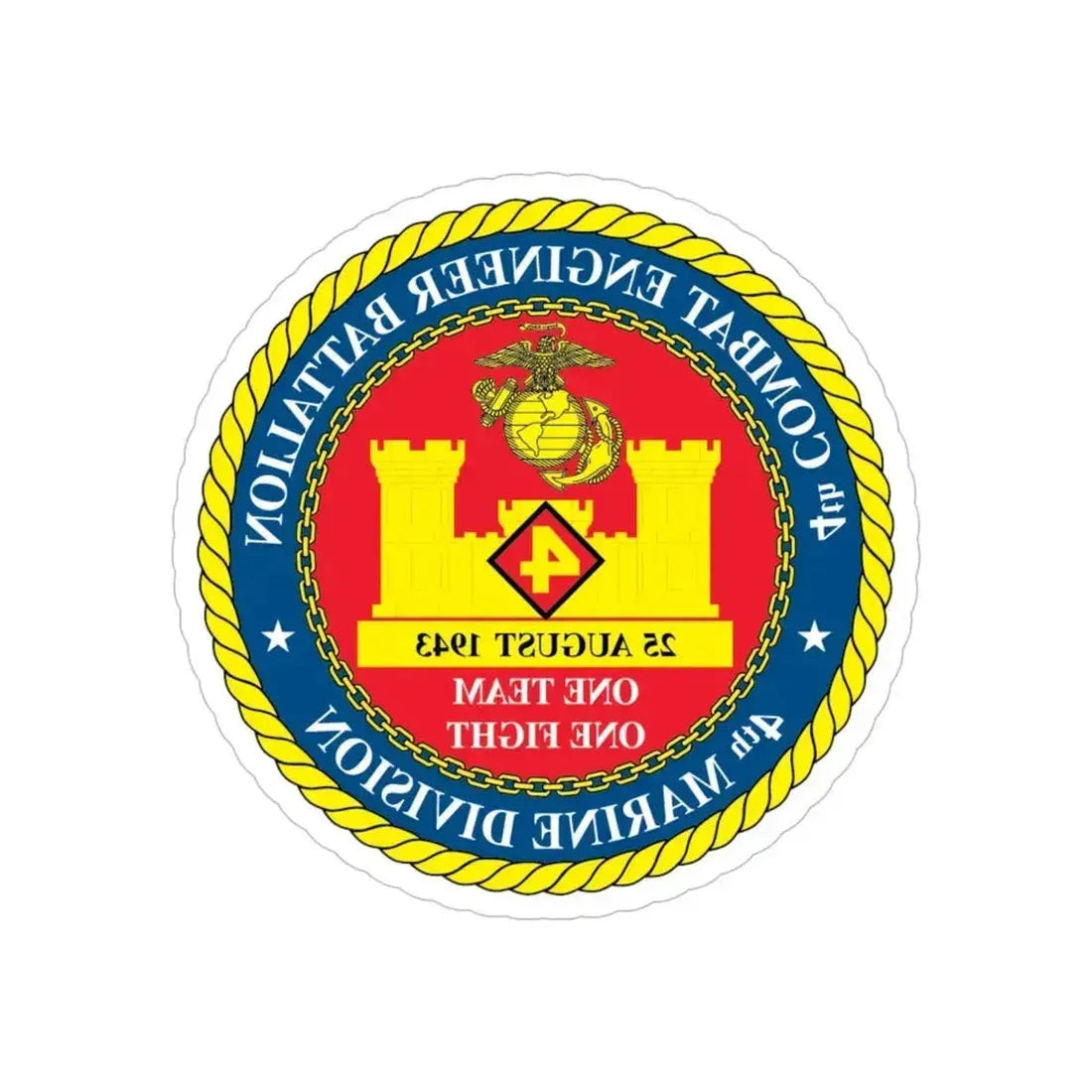 4th Cmbt Eng Bn (USMC) REVERSE PRINT Transparent Die-Cut STICKER - The Sticker Space