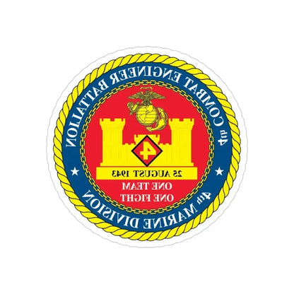 4th Cmbt Eng Bn (USMC) REVERSE PRINT Transparent Die-Cut STICKER - The Sticker Space