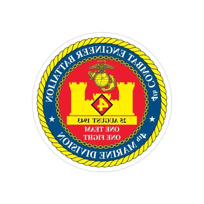 4th Cmbt Eng Bn (USMC) REVERSE PRINT Transparent Die-Cut STICKER - The Sticker Space