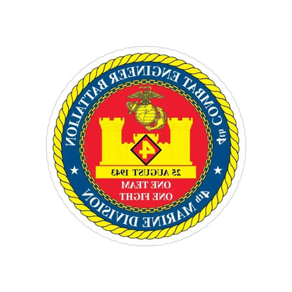 4th Cmbt Eng Bn (USMC) REVERSE PRINT Transparent Die-Cut STICKER - The Sticker Space