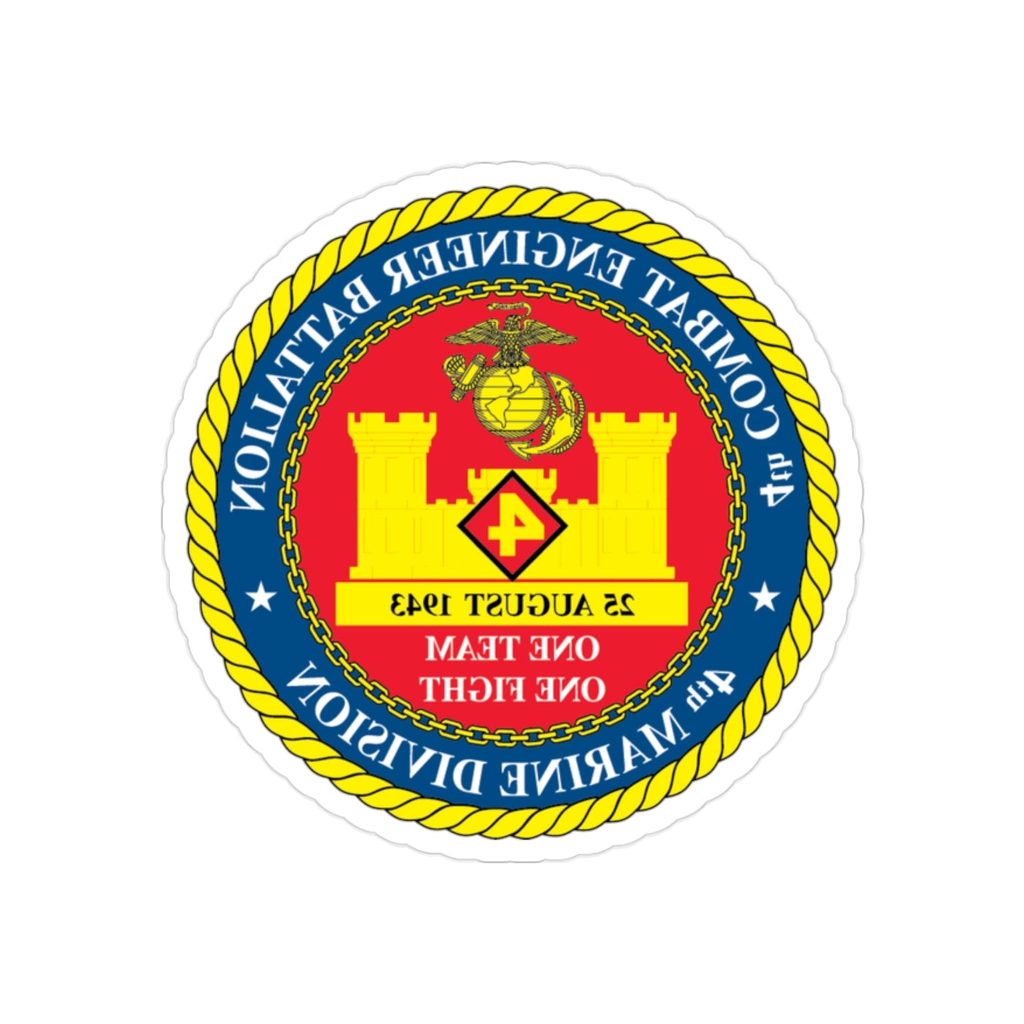 4th Cmbt Eng Bn (USMC) REVERSE PRINT Transparent STICKER-2" × 2"-The Sticker Space