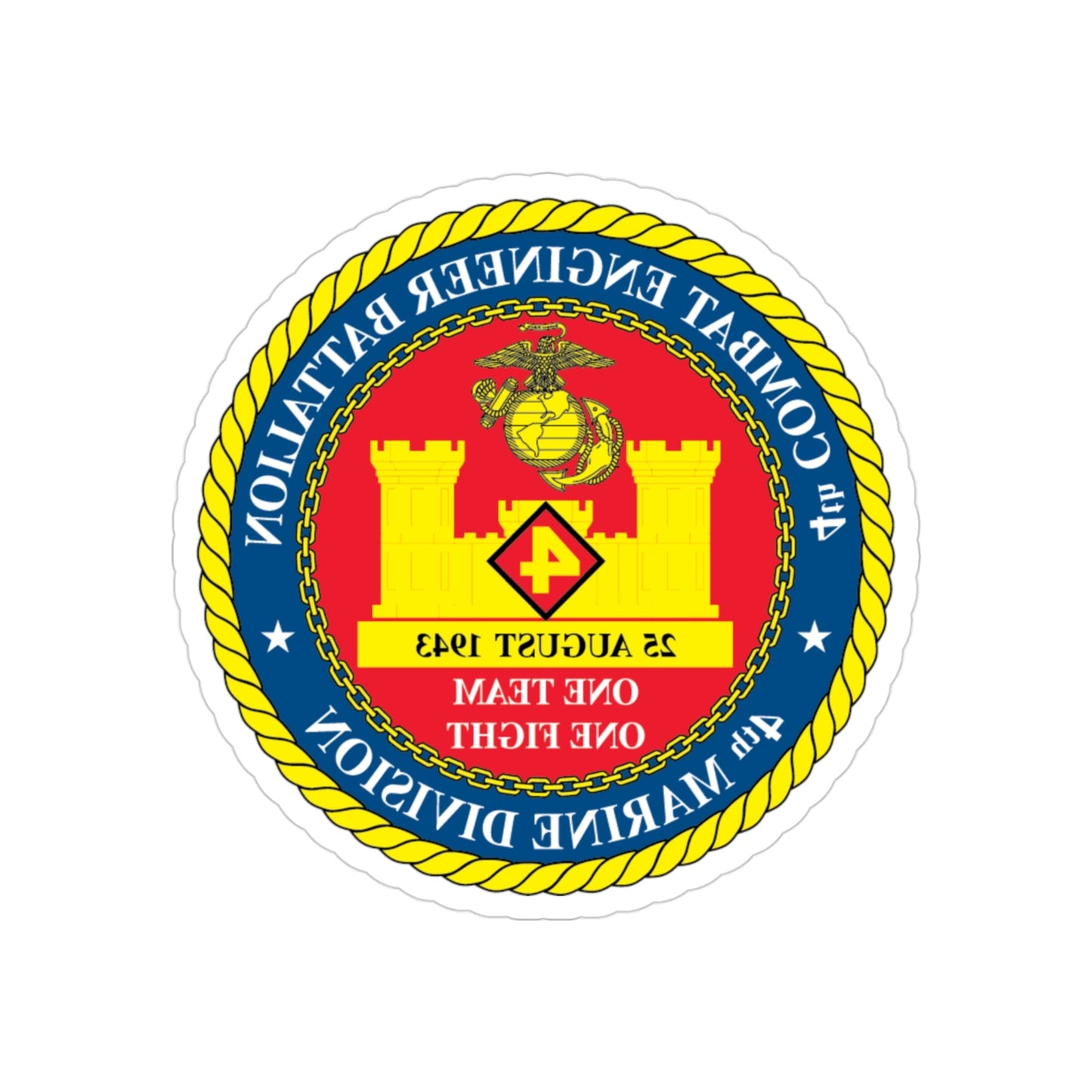 4th Cmbt Eng Bn (USMC) REVERSE PRINT Transparent STICKER-3" × 3"-The Sticker Space