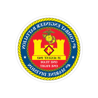 4th Cmbt Eng Bn (USMC) REVERSE PRINT Transparent STICKER-3" × 3"-The Sticker Space