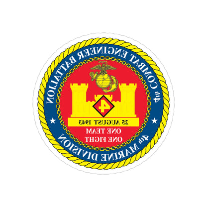 4th Cmbt Eng Bn (USMC) REVERSE PRINT Transparent STICKER-4" × 4"-The Sticker Space