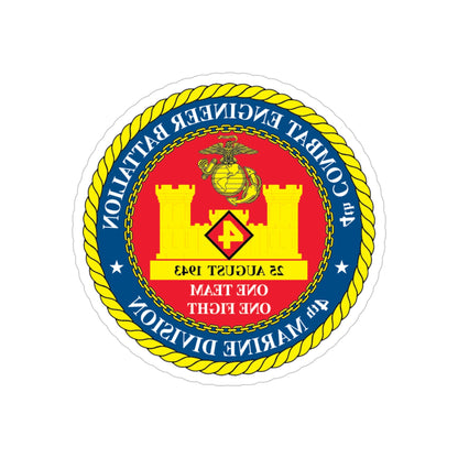 4th Cmbt Eng Bn (USMC) REVERSE PRINT Transparent STICKER-5" × 5"-The Sticker Space