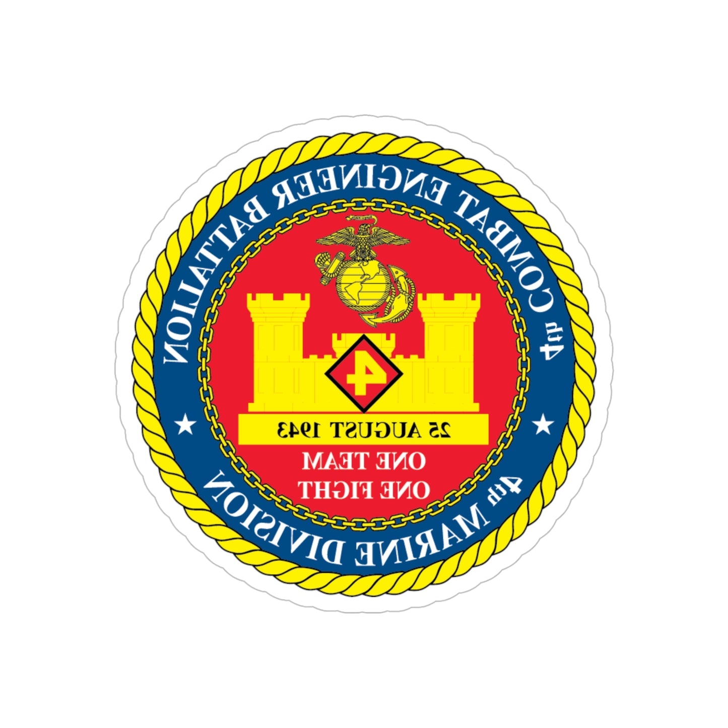 4th Cmbt Eng Bn (USMC) REVERSE PRINT Transparent STICKER-6 Inch-The Sticker Space