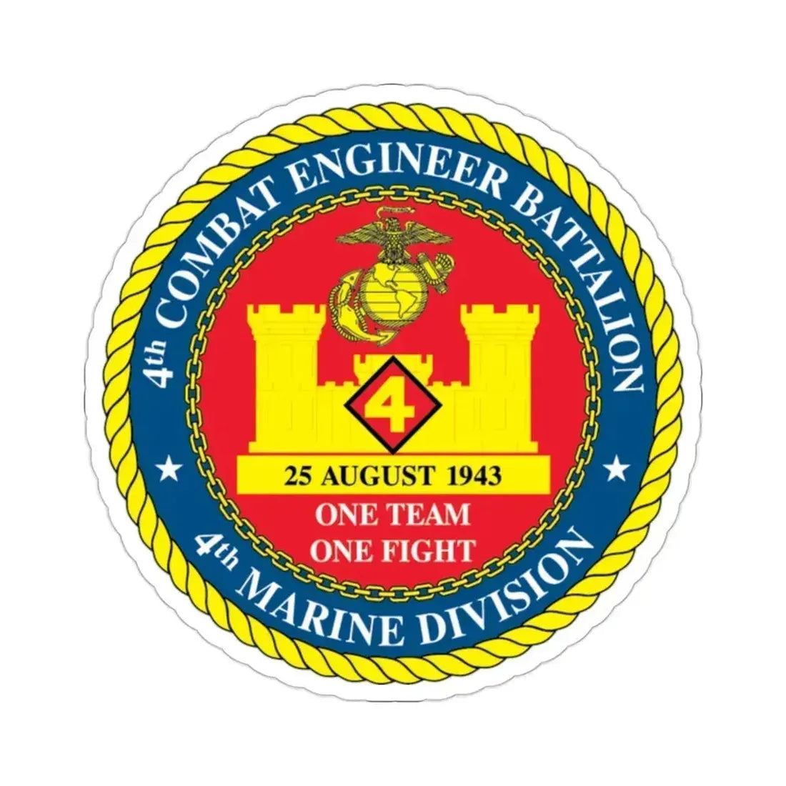 4th Cmbt Eng Bn (USMC) STICKER Vinyl Die-Cut Decal 2 Inch - The Sticker Space