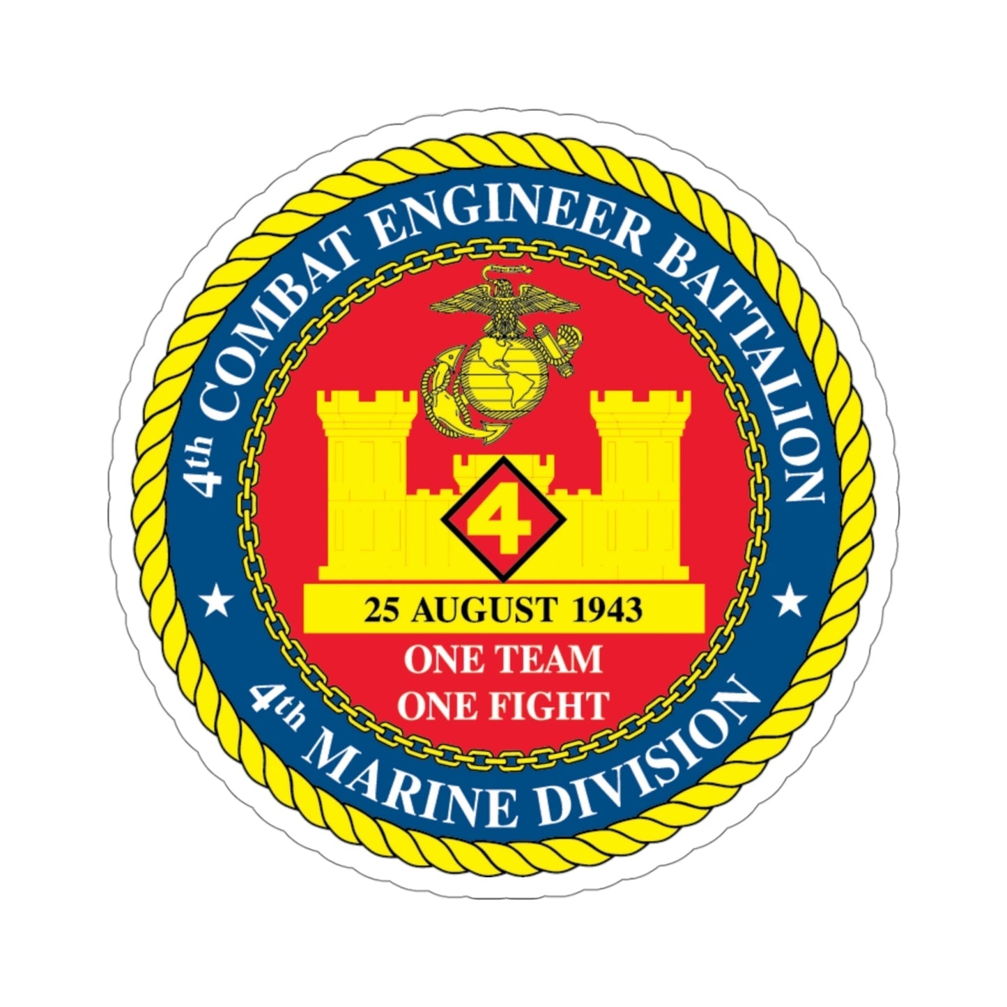 4th Cmbt Eng Bn (USMC) STICKER Vinyl Die-Cut Decal-4 Inch-The Sticker Space